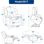 Fauteuil inclinable releveur électrique en chenille avec massage vibrant à 8 points et chauffage lombaire, ports USB et Type-C