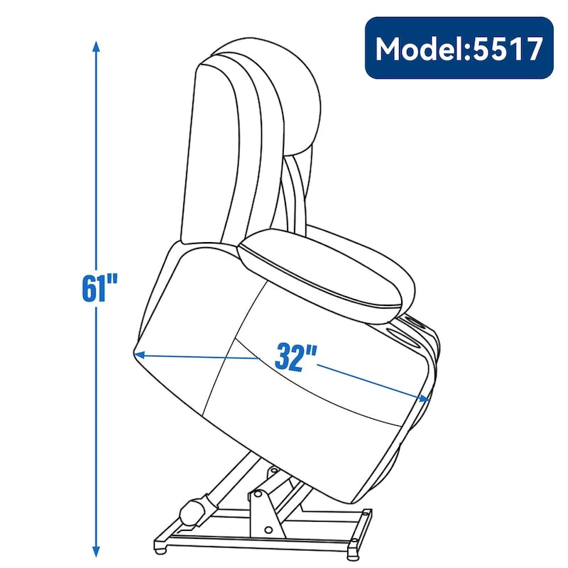 Fauteuil inclinable releveur électrique en chenille avec massage vibrant à 8 points et chauffage lombaire, ports USB et Type-C