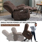 Fauteuil inclinable releveur électrique en chenille avec massage vibrant à 8 points et chauffage lombaire, ports USB et Type-C