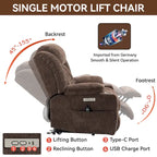Fauteuil inclinable releveur électrique en chenille avec massage vibrant à 8 points et chauffage lombaire, ports USB et Type-C