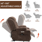 Fauteuil inclinable releveur électrique en chenille avec massage vibrant à 8 points et chauffage lombaire, ports USB et Type-C