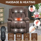 Fauteuil inclinable releveur électrique en chenille avec massage vibrant à 8 points et chauffage lombaire, ports USB et Type-C