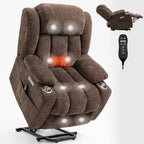 Fauteuil inclinable releveur électrique en chenille avec massage vibrant à 8 points et chauffage lombaire, ports USB et Type-C