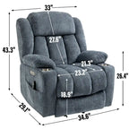 Fauteuil inclinable releveur électrique en chenille avec massage vibrant à 8 points et chauffage lombaire, ports USB et Type-C