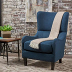 Fauteuil d'appoint à dossier haut et ailes 27" bleu marine | Fauteuil de salon rembourré