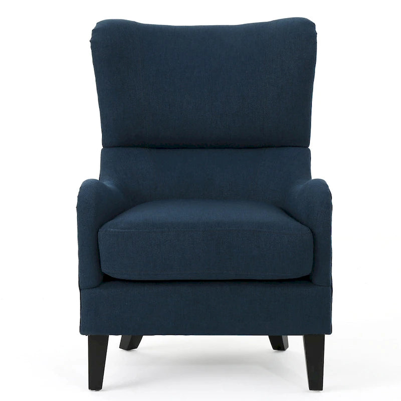 Fauteuil d'appoint à dossier haut et ailes 27" bleu marine | Fauteuil de salon rembourré