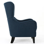 Fauteuil d'appoint à dossier haut et ailes 27" bleu marine | Fauteuil de salon rembourré