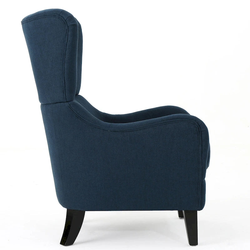 Fauteuil d'appoint à dossier haut et ailes 27" bleu marine | Fauteuil de salon rembourré