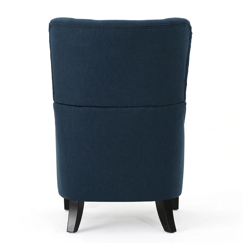 Fauteuil d'appoint à dossier haut et ailes 27" bleu marine | Fauteuil de salon rembourré