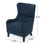 Fauteuil d'appoint à dossier haut et ailes 27" bleu marine | Fauteuil de salon rembourré