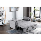 Canapé-lit convertible 3-en-1 en lin 55" | Lit gigogne | Poches de rangement | Gris clair