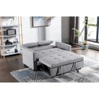 Canapé-lit convertible 3-en-1 en lin 55" | Lit gigogne | Poches de rangement | Gris clair