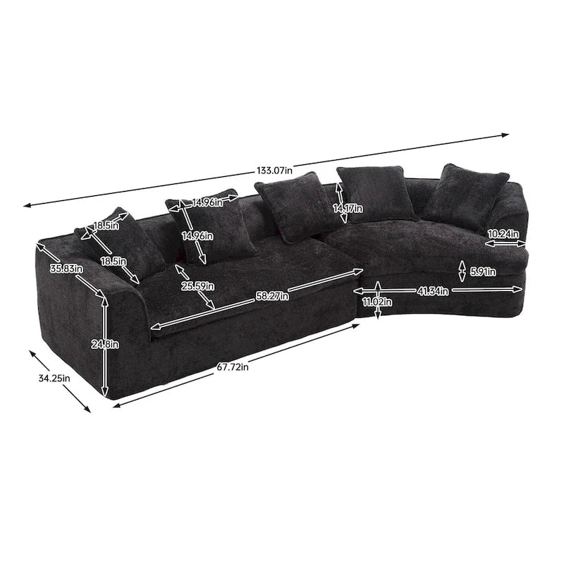 Canapé Boucle Surdimensionné 3 Places pour Salon