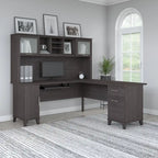 Bureau d'angle en L de 183 cm avec étagère de rangement | Poste de travail pour bureau à domicile