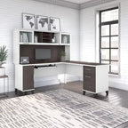Bureau d'angle en L de 183 cm avec étagère de rangement | Poste de travail pour bureau à domicile