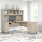 Bureau d'angle en L de 183 cm avec étagère de rangement | Poste de travail pour bureau à domicile