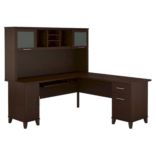 Bureau d'angle en L de 183 cm avec étagère de rangement | Poste de travail pour bureau à domicile