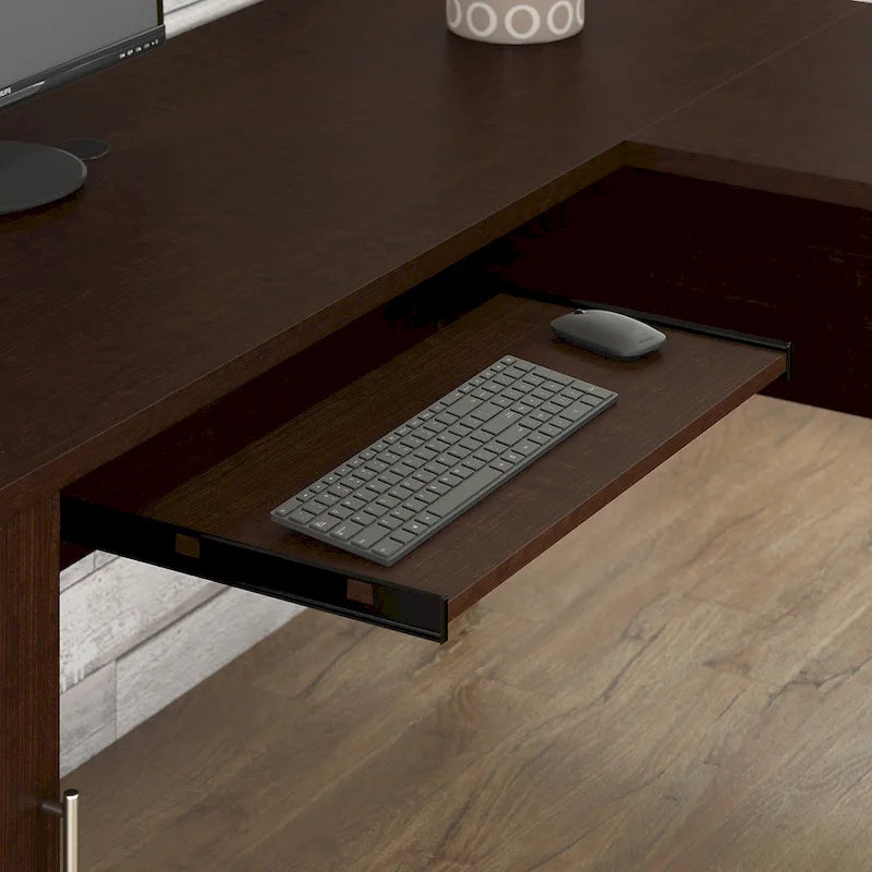Bureau d'angle en L de 183 cm avec étagère de rangement | Poste de travail pour bureau à domicile