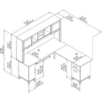 Bureau d'angle en L de 183 cm avec étagère de rangement | Poste de travail pour bureau à domicile