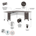 Bureau d'angle en L de 183 cm avec étagère de rangement | Poste de travail pour bureau à domicile