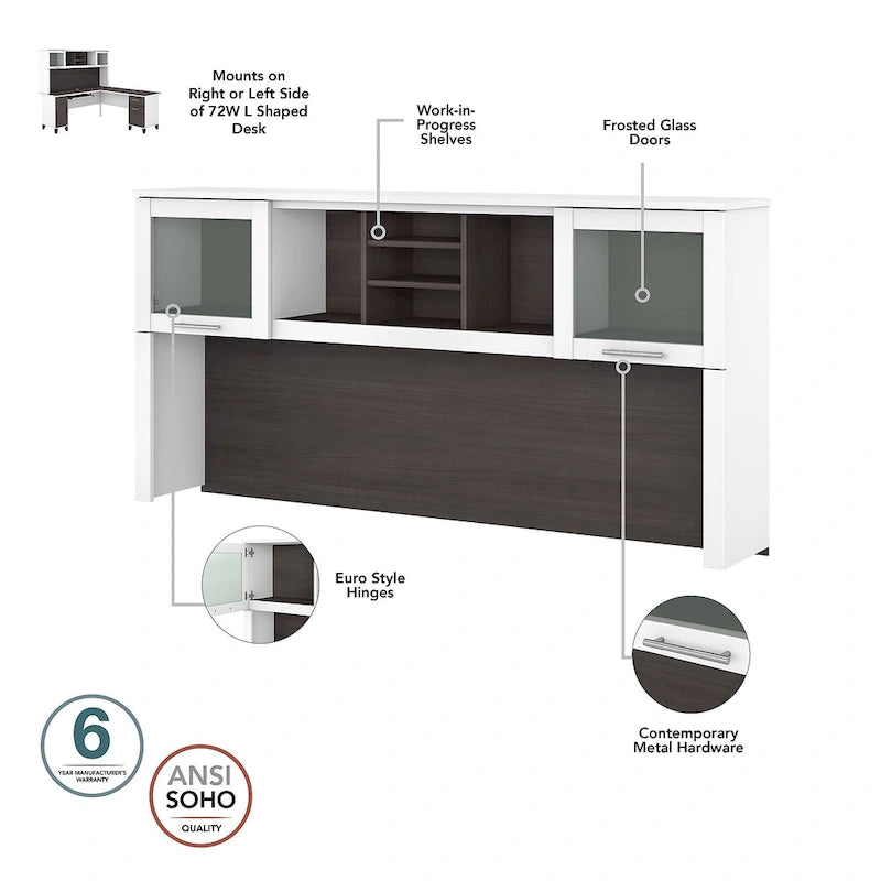 Bureau d'angle en L de 183 cm avec étagère de rangement | Poste de travail pour bureau à domicile