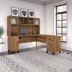 Bureau d'angle en L de 183 cm avec étagère de rangement | Poste de travail pour bureau à domicile