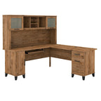 Bureau d'angle en L de 183 cm avec étagère de rangement | Poste de travail pour bureau à domicile