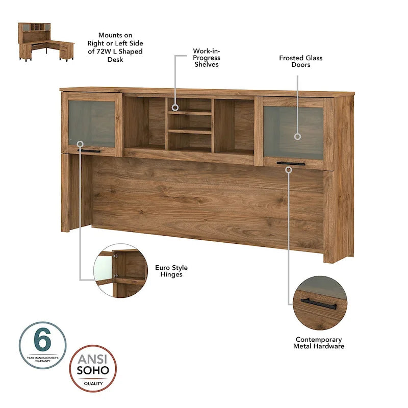 Bureau d'angle en L de 183 cm avec étagère de rangement | Poste de travail pour bureau à domicile