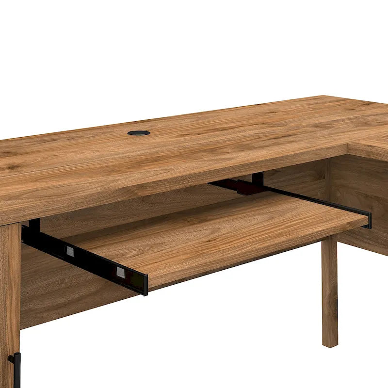 Bureau d'angle en L de 183 cm avec étagère de rangement | Poste de travail pour bureau à domicile