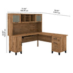 Bureau d'angle en L de 183 cm avec étagère de rangement | Poste de travail pour bureau à domicile