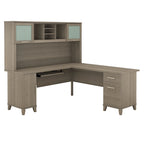 Bureau d'angle en L de 183 cm avec étagère de rangement | Poste de travail pour bureau à domicile