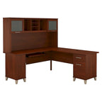 Bureau d'angle en L de 183 cm avec étagère de rangement | Poste de travail pour bureau à domicile