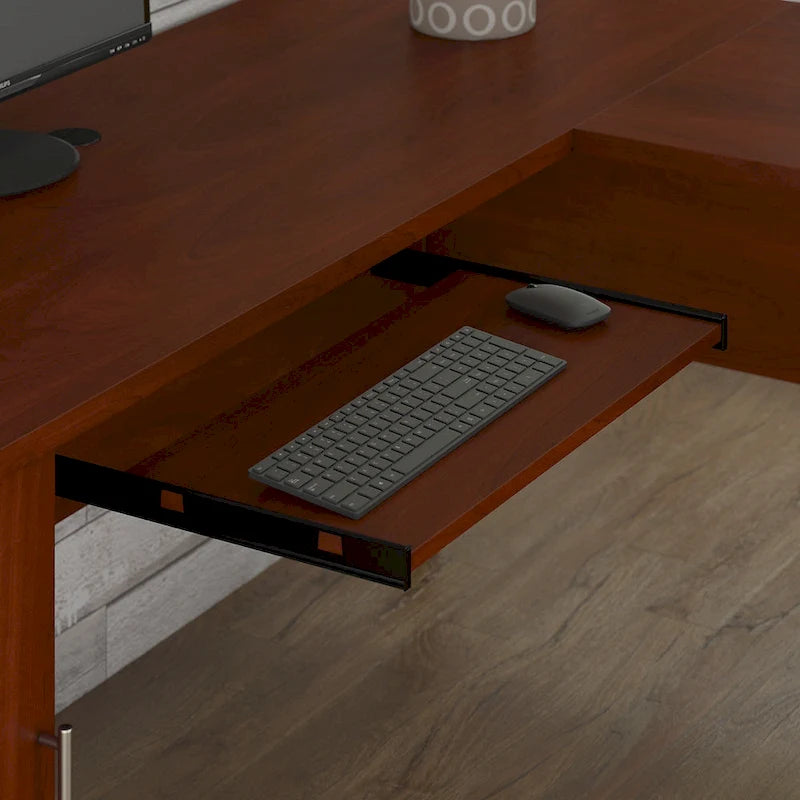 Bureau d'angle en L de 183 cm avec étagère de rangement | Poste de travail pour bureau à domicile