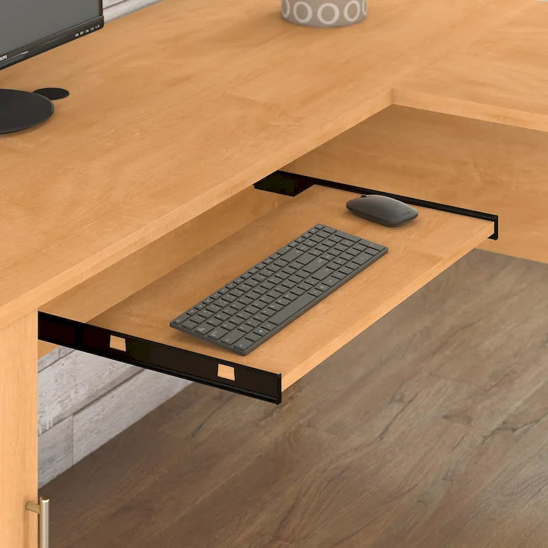 Bureau d'angle en L de 183 cm avec étagère de rangement | Poste de travail pour bureau à domicile