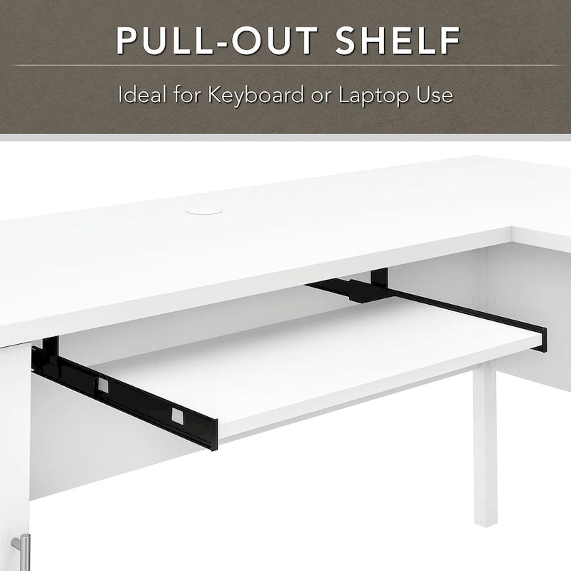 Bureau d'angle en L de 183 cm avec étagère de rangement | Poste de travail pour bureau à domicile