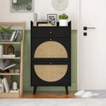 Meuble de rangement pour chaussures en rotin avec 2 portes et 1 tiroir | Organisateur de rangement d'entrée