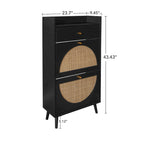 Meuble de rangement pour chaussures en rotin avec 2 portes et 1 tiroir | Organisateur de rangement d'entrée