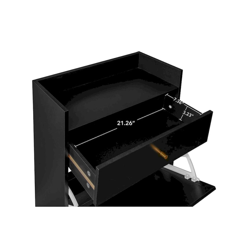 Meuble de rangement pour chaussures en rotin avec 2 portes et 1 tiroir | Organisateur de rangement d'entrée