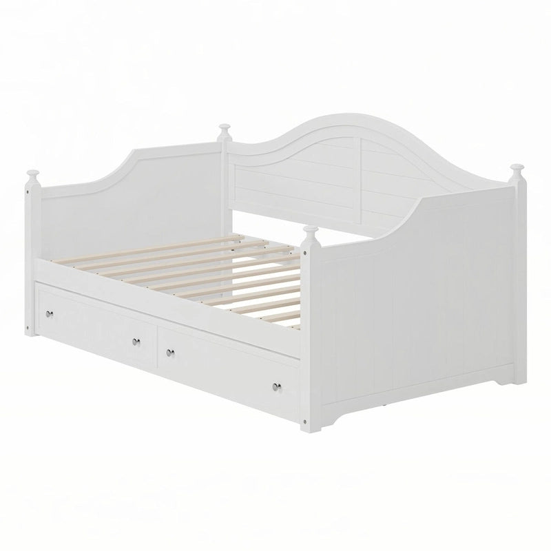 Lit de repos en bois double avec tiroirs