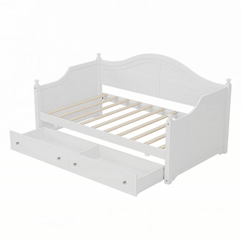 Lit de repos en bois double avec tiroirs