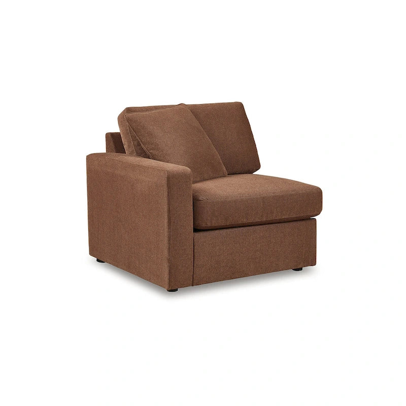Canapé d'angle 6 places orange avec console audio | 353 cm L x 218 cm P x 91 cm H