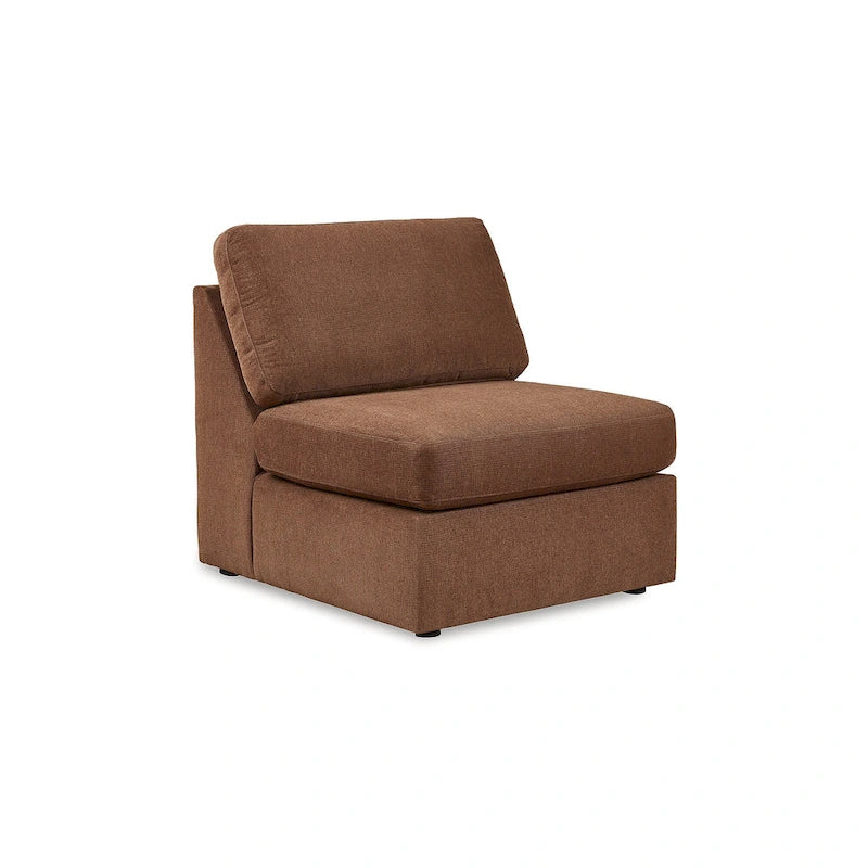 Canapé d'angle 6 places orange avec console audio | 353 cm L x 218 cm P x 91 cm H
