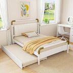 Lit plateforme Queen Wood avec 2 tiroirs de rangement et lit gigogne double XL