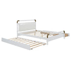 Lit plateforme Queen Wood avec 2 tiroirs de rangement et lit gigogne double XL