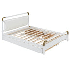 Lit plateforme Queen Wood avec 2 tiroirs de rangement et lit gigogne double XL
