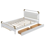 Lit plateforme Queen Wood avec 2 tiroirs de rangement et lit gigogne double XL