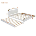 Lit plateforme Queen Wood avec 2 tiroirs de rangement et lit gigogne double XL