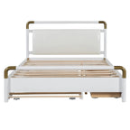 Lit plateforme Queen Wood avec 2 tiroirs de rangement et lit gigogne double XL