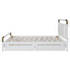 Lit plateforme Queen Wood avec 2 tiroirs de rangement et lit gigogne double XL