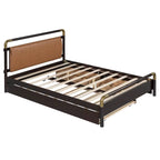 Lit plateforme Queen Wood avec 2 tiroirs de rangement et lit gigogne double XL